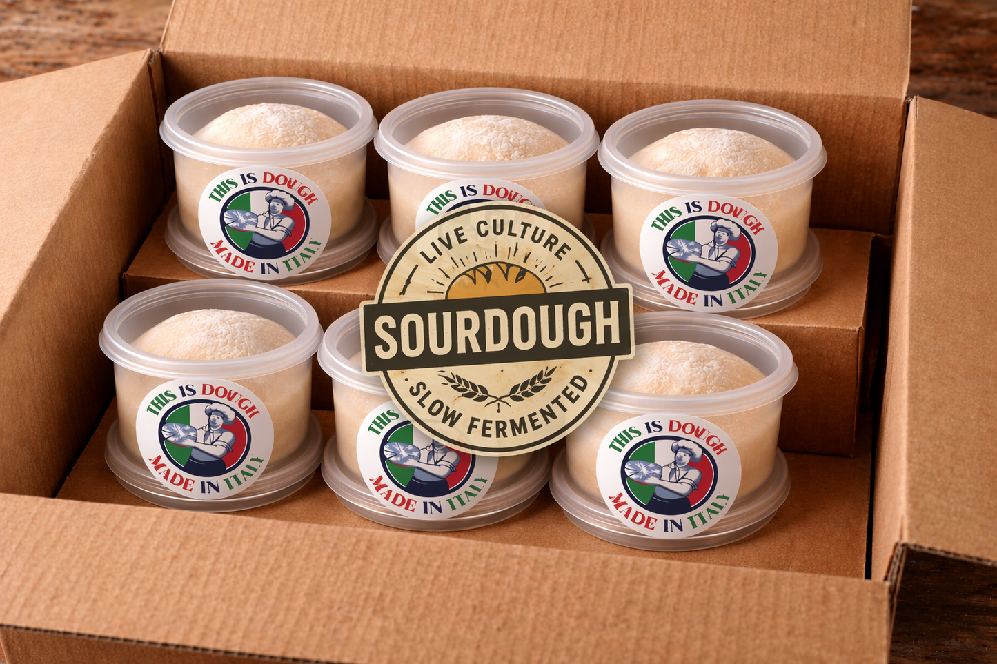 12 x 250g Sourdough Neapolitan Dough Balls In Proofing Tubs